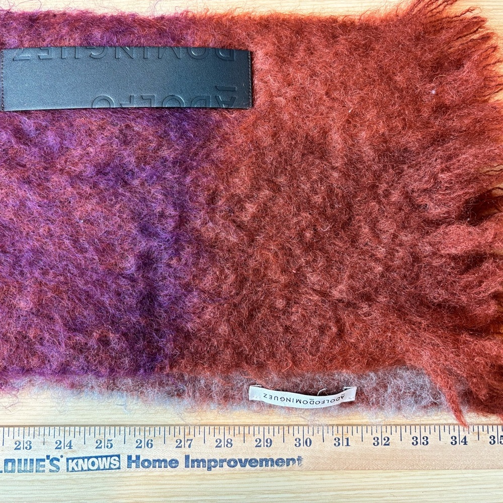 Adolfo Dominguez Vintage Mohair Scarf Fuzzy Red and Purple - Picture 4 of 4